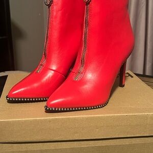 Bar III Fiery Red Heeled Boots Size 5